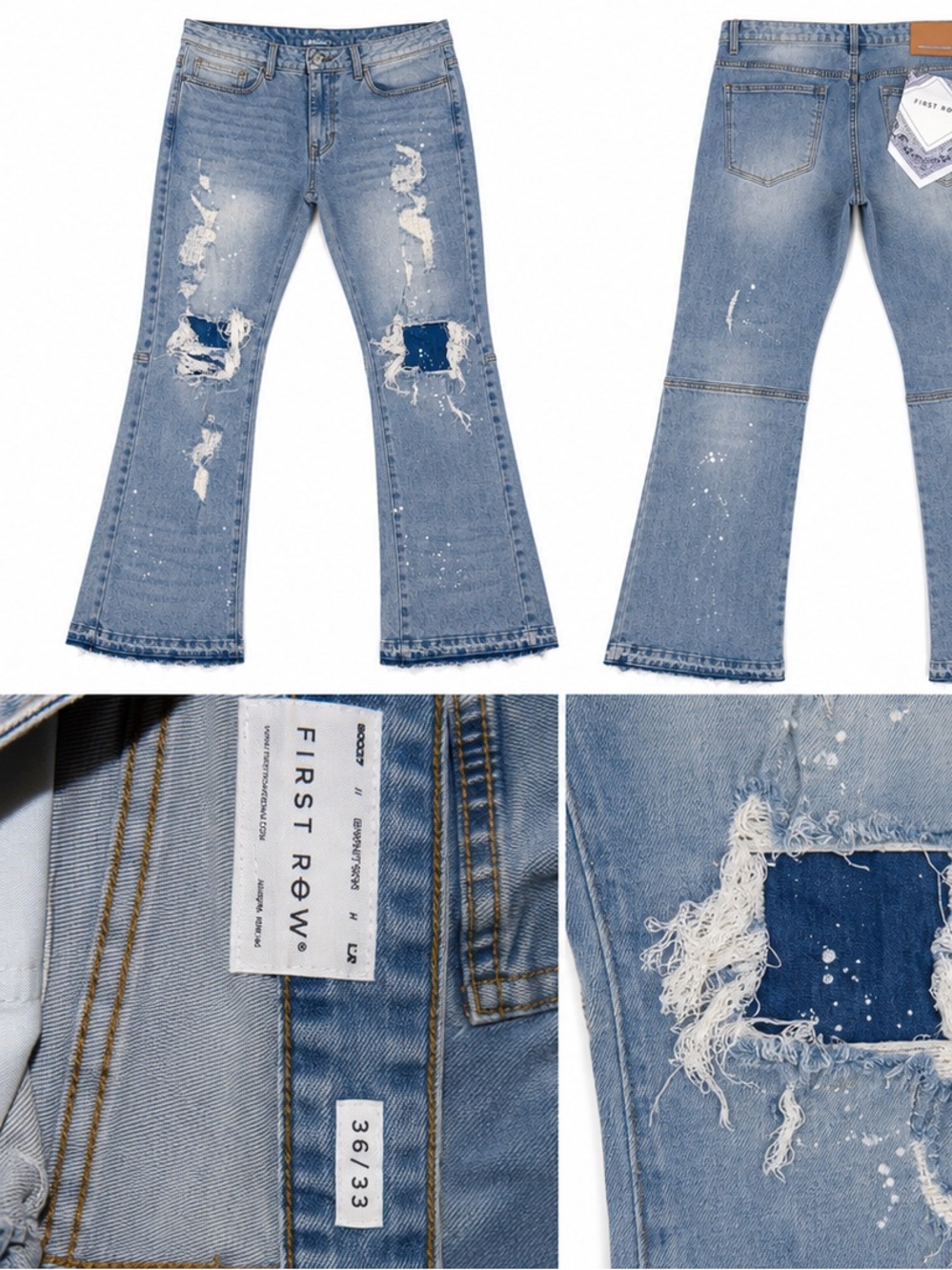 First Row Light Blue Distressed Flared Women’s Jeans